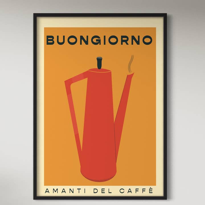Retro Coffee Art Print for wholesale by Little Egret Design