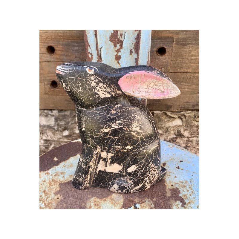 Paloma Black (Casa Natura Design, S.L.) - Wholesale Decorative Figurine - Hand-Painted Wooden Rabbit Statue0
