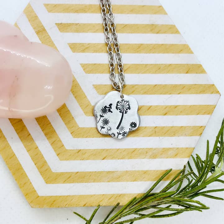 Dandelion Flower Necklace for wholesale by Christy Robinson Design