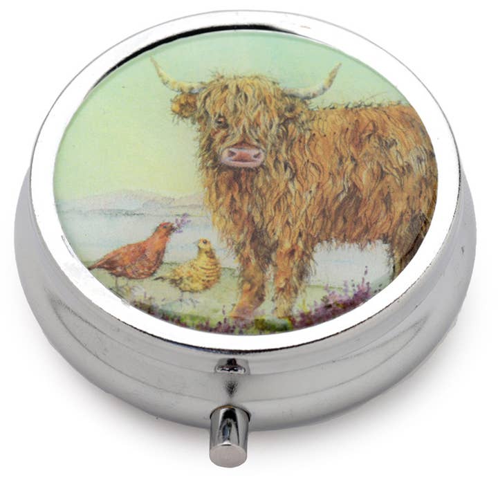 Puckator Ltd - Wholesale Pill Organizer - Jan Pashley Highland Coo Cow Pill Box