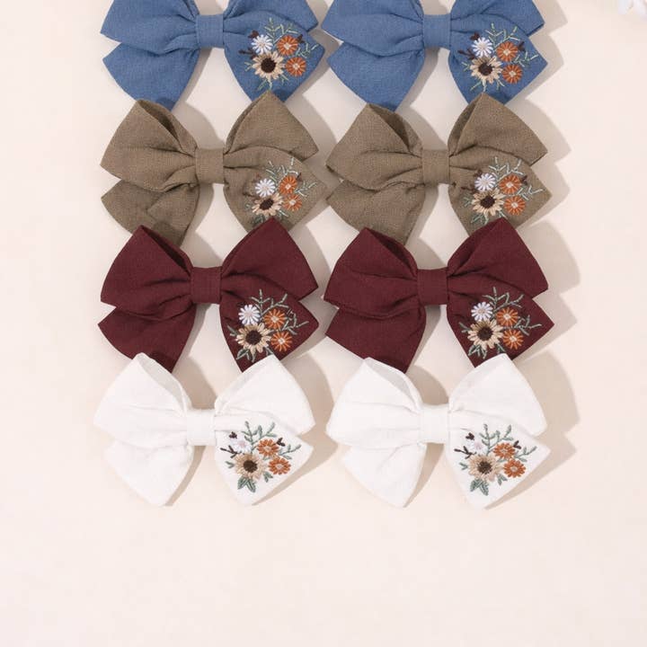 Kids4trendy - Wholesale Hair Bow - Kids - Handmade embroidered hair bows