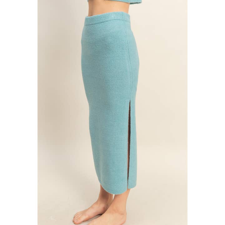 Double Zero - Wholesale Top & Skirt Set - Women's - Button Front Vest & Midi Skirt Knit Set14