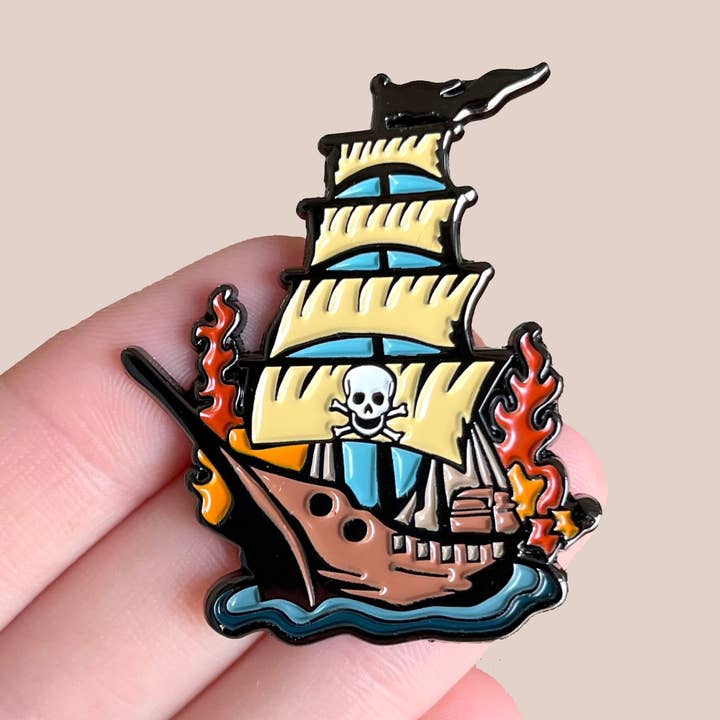 Treasure Island Free Pirate Show Pin for wholesale by Battle Born Brand