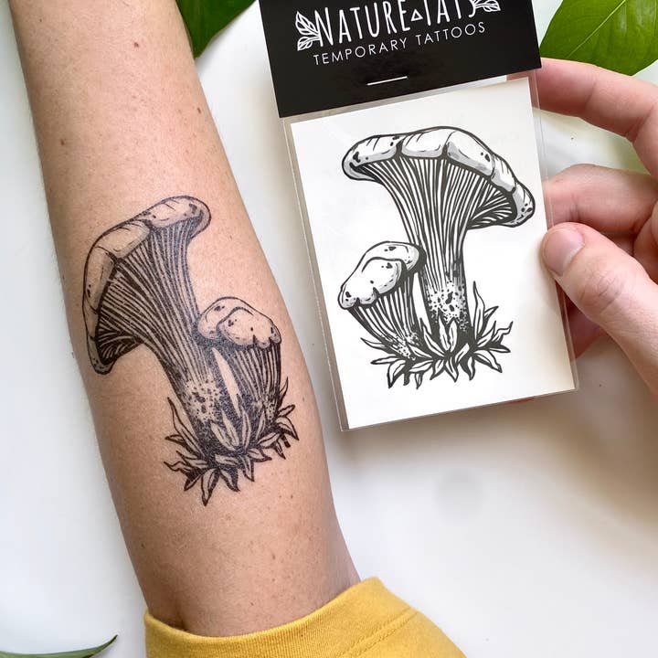 NatureTats - Wholesale Temporary Tattoo - Chanterelle Mushroom Temporary Tattoo6