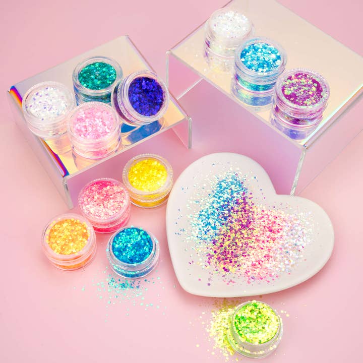 Kawaii Slime Company - Wholesale Craft Supplies - Make Your World Sparkle Chunky Glitter 12 Color Set1