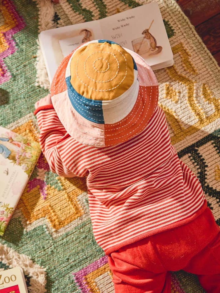 Sombrero de pescador a cuadros para bebé - Mostaza para venta al por mayor de Anchal