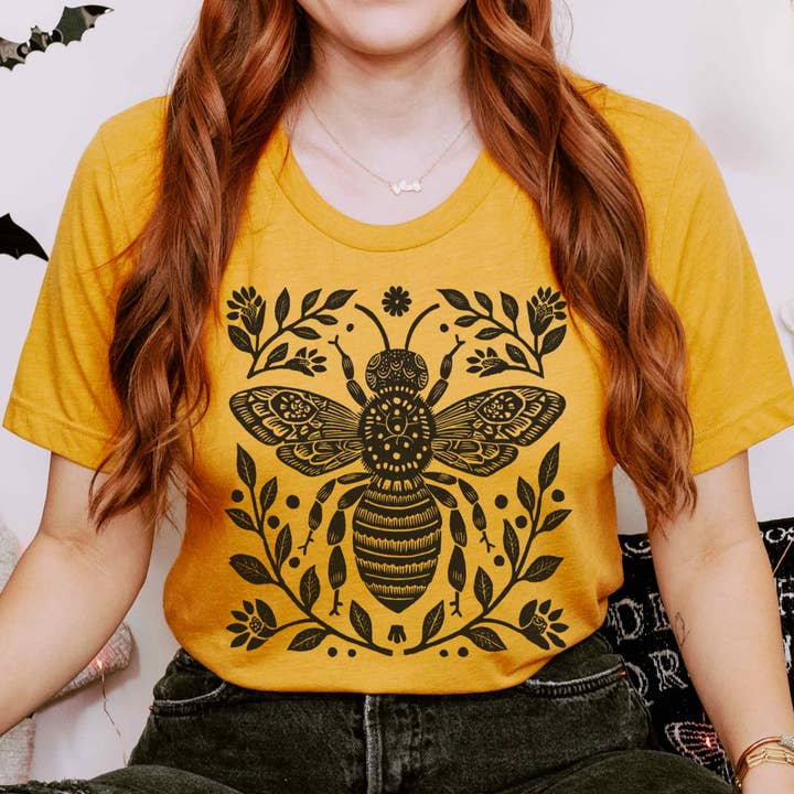 Folk Art Bee Shirt | Nature Shirt | Cottage Core Graphic Tee for wholesale by Sisterly Gifts Shop