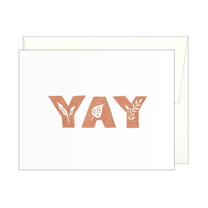 YAY - Leaves - Letterpress Card for wholesale by Lake Erie Design Co.