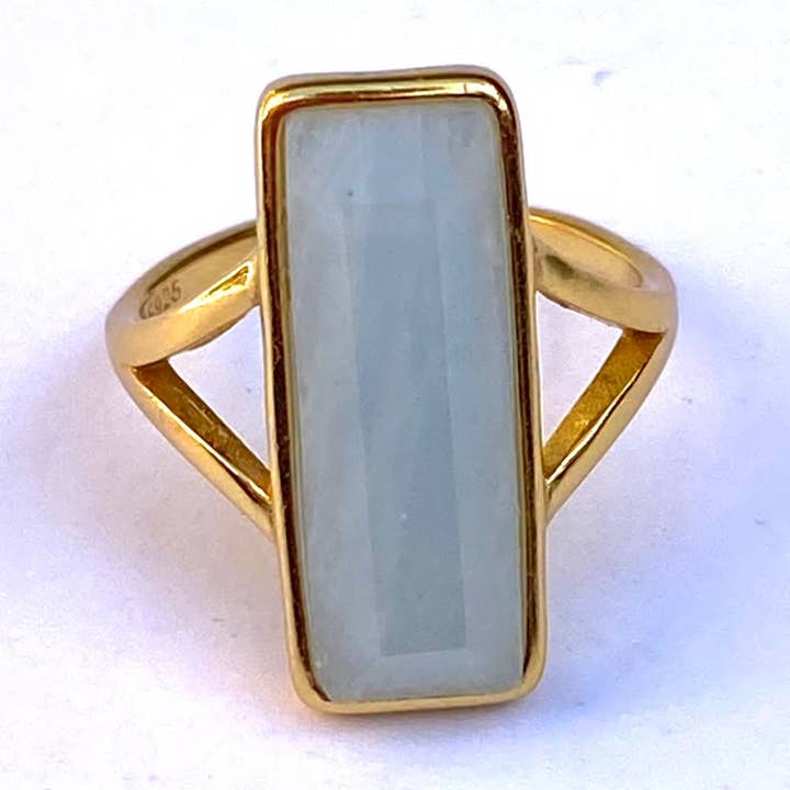 Rectangle Aquamarine Gemstone Ring for wholesale by Mystical and Whimsical