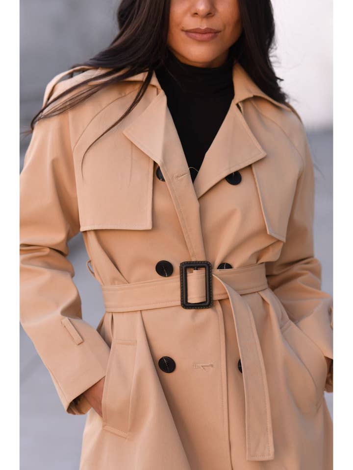 Classic Luxury Trench Coat - Khaki for wholesale by Crescentt