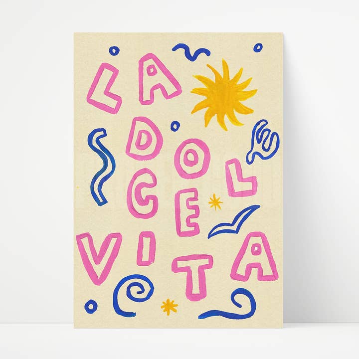 La Dolce Vita Hand Painted Print for wholesale by Proper Good