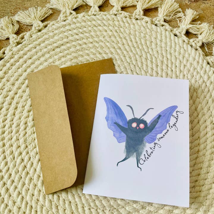 Cryptic Paper Co. - Wholesale Everyday Greeting Card - Cute Mothman Fairy Cryptid Card For Birthday or Celebration 8