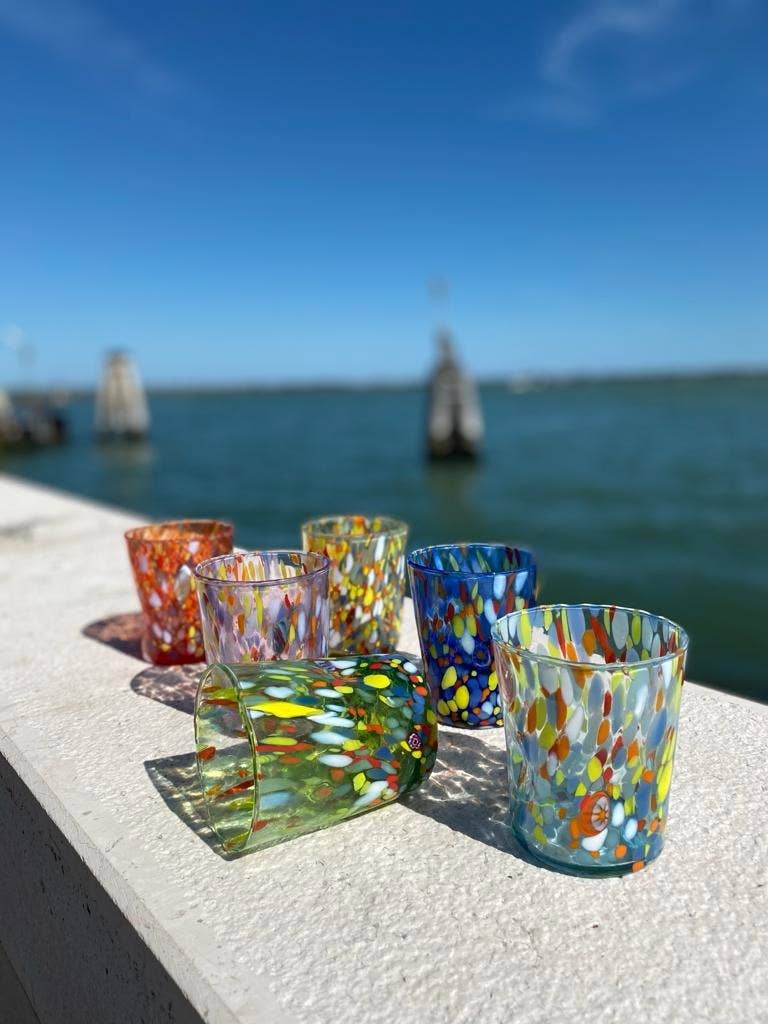Mazzega Art & Design – wholesale Dricksglas och koppar – Färgade glas, ”The Colors of Murano” tumlar, modell Classic8