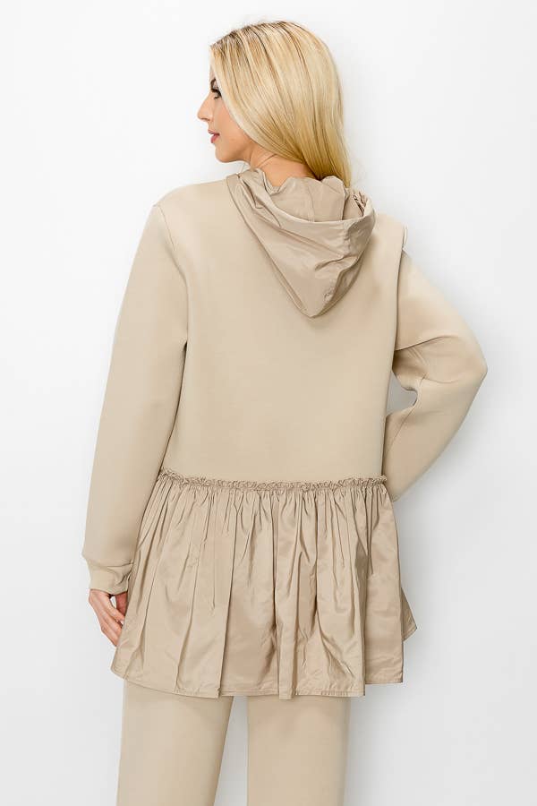 Joh Apparel - Vente Haut en maille – femme - Haut à capuche en scuba extensible français Fabria3