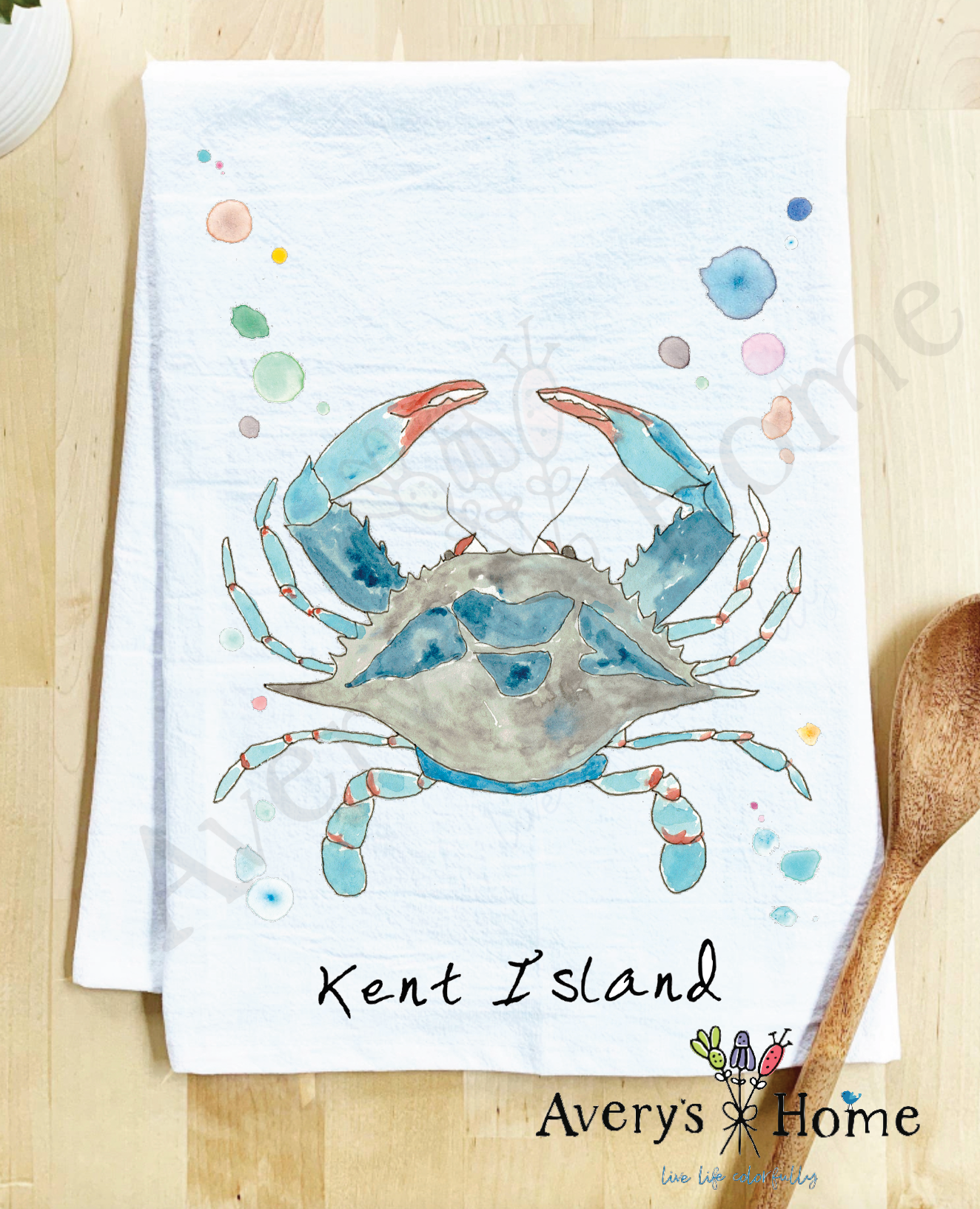 Avery's Home - Wholesale Tea Towel - Blue Crab Ocean Customizable Coastal Tea Towel52