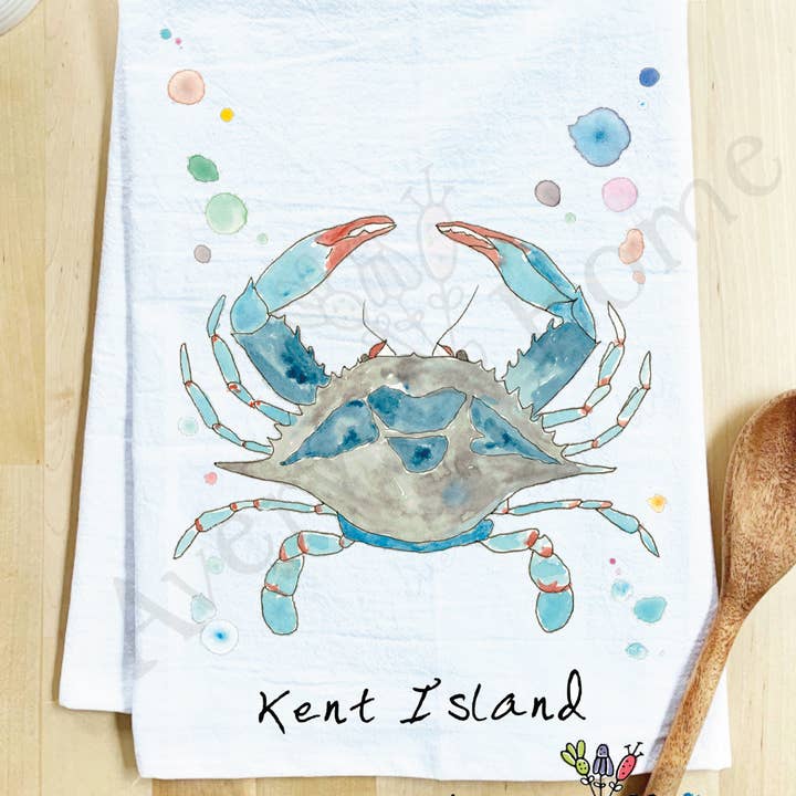 Avery's Home - Vente Torchons - Torchon côtier personnalisable "Blue Crab Ocean"52