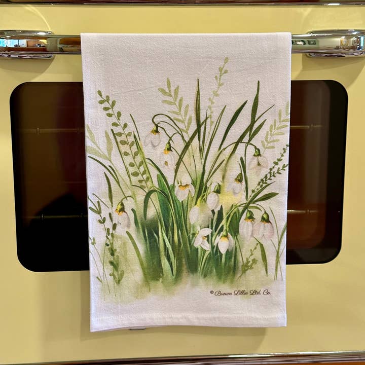 Brown Lillie – Großhandel Geschirrtücher – Schneeglöckchen Blumen 28" Bestes Geschirrtuch | 100% Ringspun-Baumwolle0