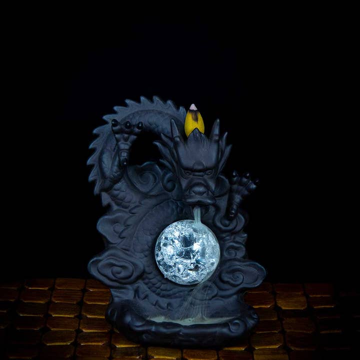 Kheops International - Wholesale Incense Holder - Ceramic Backflow Incense Burner - Dragon w/ Multicolored1