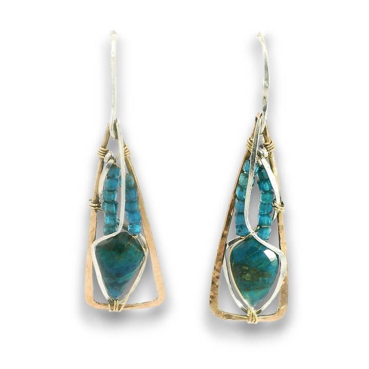 Contemplation Chrysocolla Earrings E85019 for wholesale by Art by any Means Jewelry