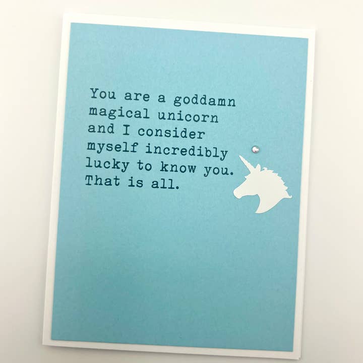 Muddy Mouth Cards - Wholesale Friendship Card - Goddamn Magical Unicorn friend card