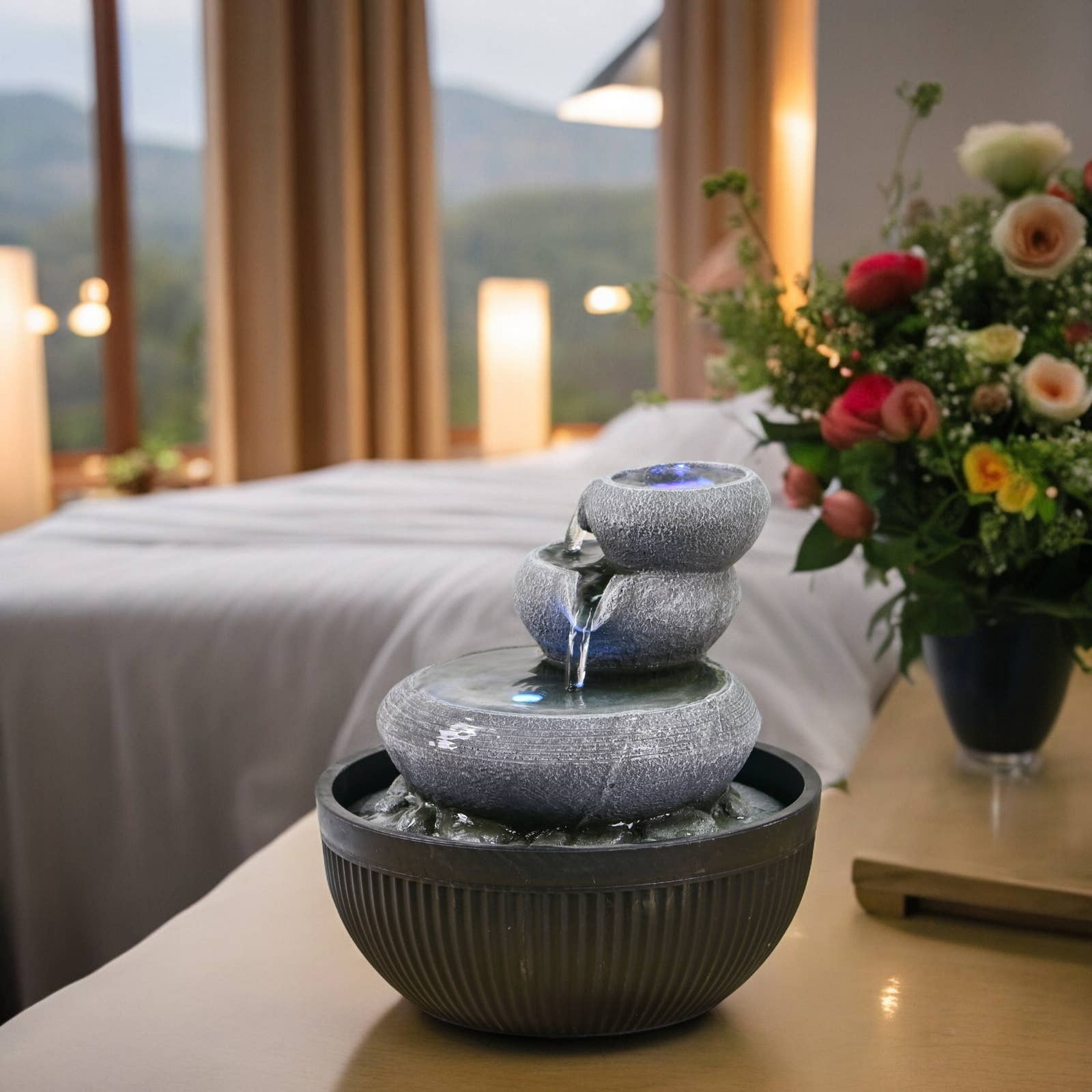 Zen'Arôme – wholesale Decorative tabletop object – Nature Geelong Indoor Fountain – Sleek & Modern Design5