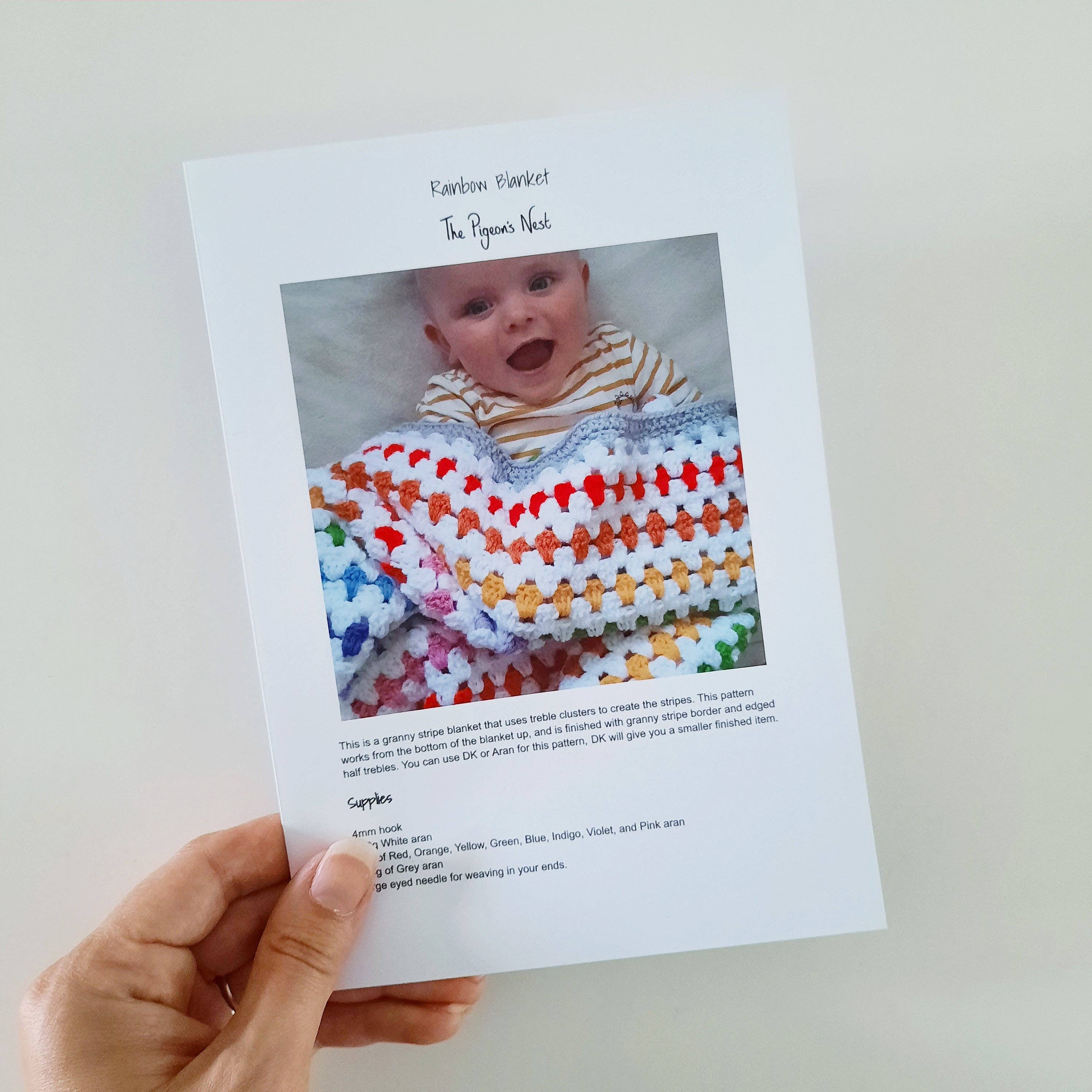 The Pigeon's Nest - Vente Accessoire de tricot/crochet - Modèle de crochet imprimé couverture arc-en-ciel | Crochet classique1