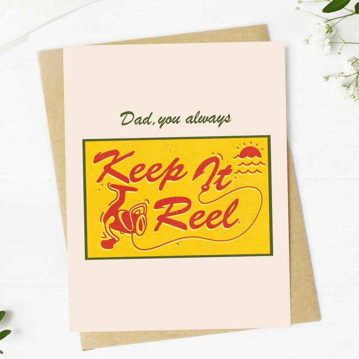 "Dad, You Always Keep It Reel" Greeting Card for wholesale by Big Moods