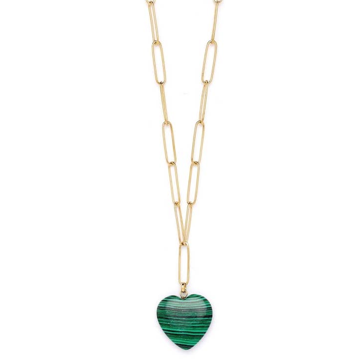 Le Catch x OIYA 2.0: Amazonian Gemstone Heart Chain Necklace for wholesale by OIYA