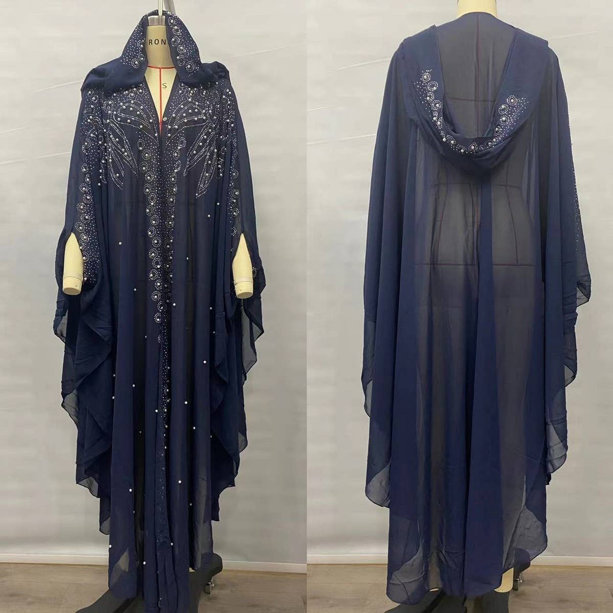 ACCITY - Wholesale Cape - Women's - African Beaded Long Robe Muslim Cape Hooded Dress_CWMM61384