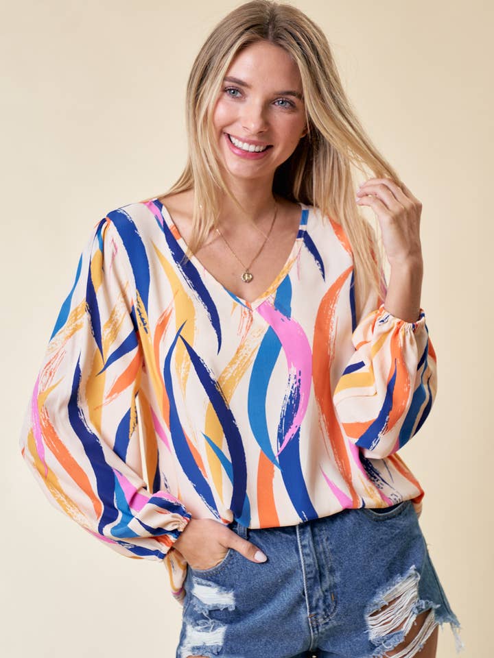 LMT4256-Fuel Your Fire Colorful Blouse for wholesale by lovely melody