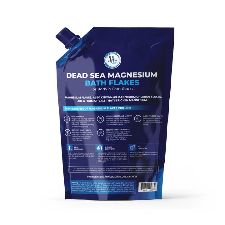 Marco Esra - Wholesale Bath Salts - Dead Sea Magnesium Flakes Bath Salts 2lb. - Superior Alternative to Epsom Salt - Premium Mineral Supplements for Muscle Relief, Aches - Raw and Pure Sourced Natural Salts, Relaxing Bath Foot Soak1