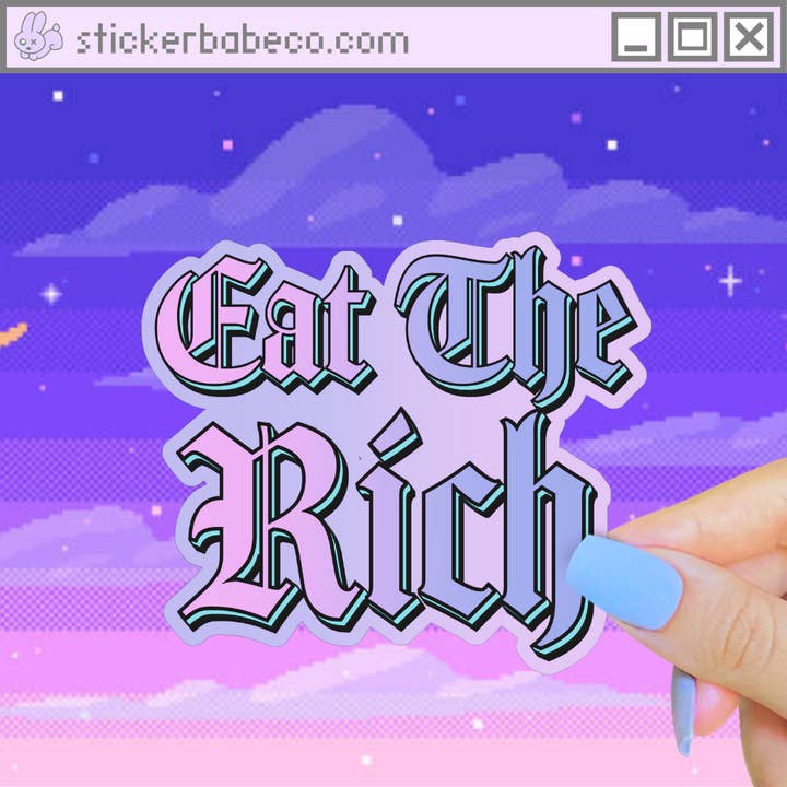 Pretty Toxic Stickers - Wholesale Sticker - Eat the Rich Sticker, Pastel Holographic Anticapitalist