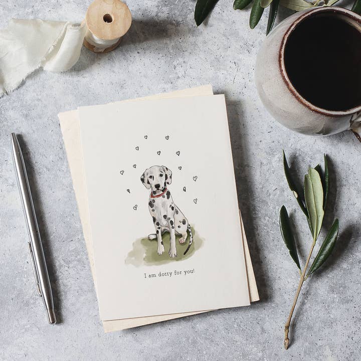Dotty Dalmation card A6 for wholesale by feather.ink