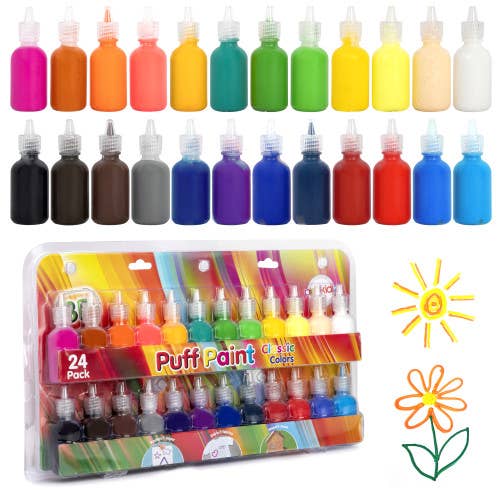 Playkidiz 3-D Art Puff Paint For Kids, 24 Pack Color Pack S for wholesale by The Toy Group