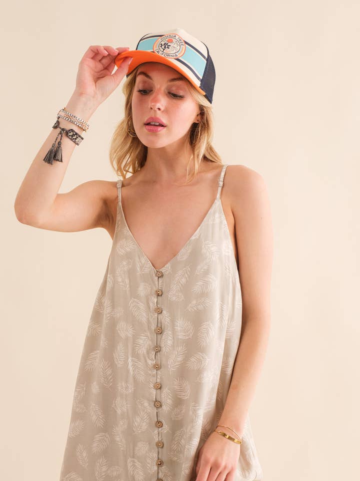 robe-camisole boutonnée à imprimé de feuilles - SD311422 pour la vente par STYLE RACK