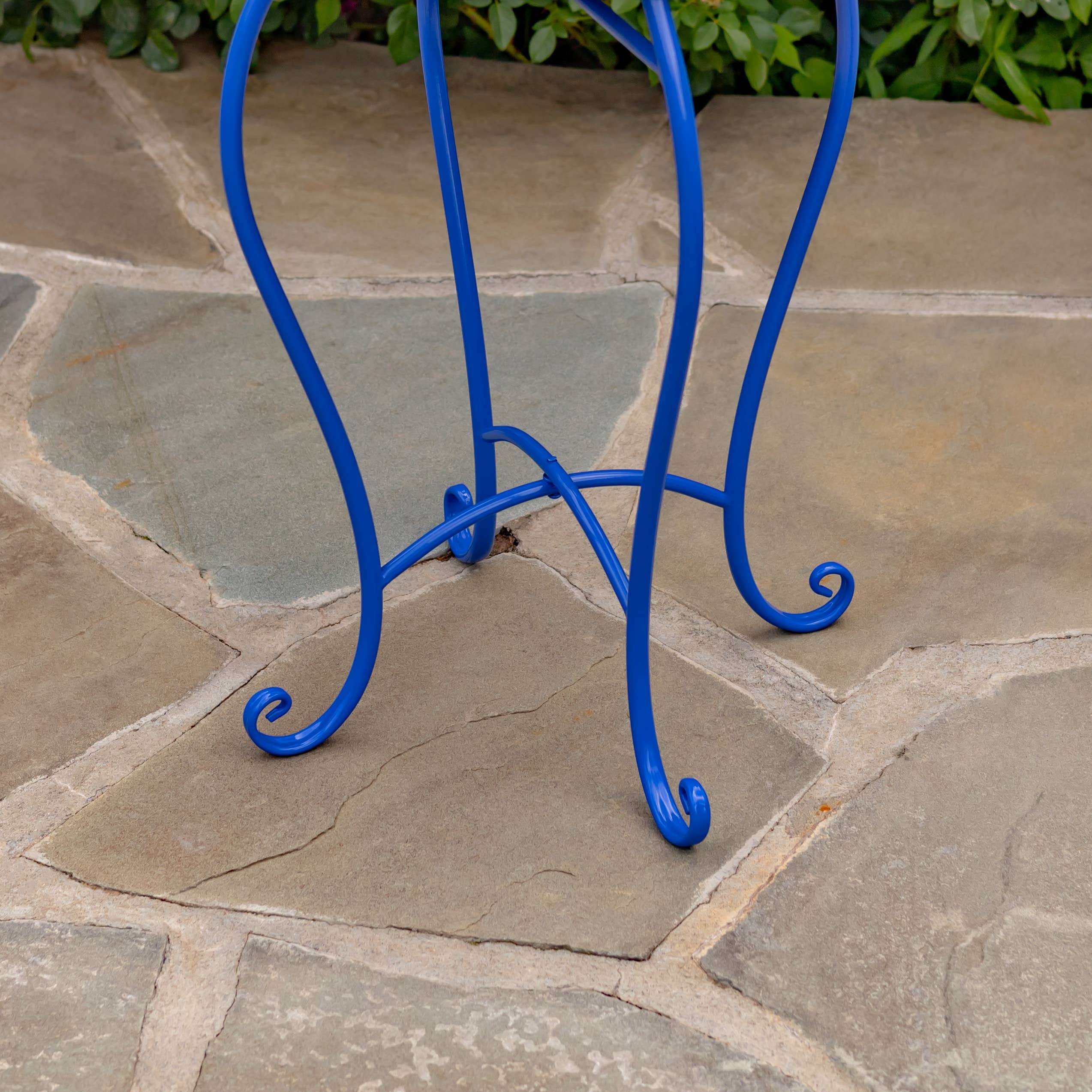 Zaer Ltd. International - Wholesale Plant Pot Stand - "Nantucket" 22in Tall Mosaic Pedestal Plant Stand-Blue/White1