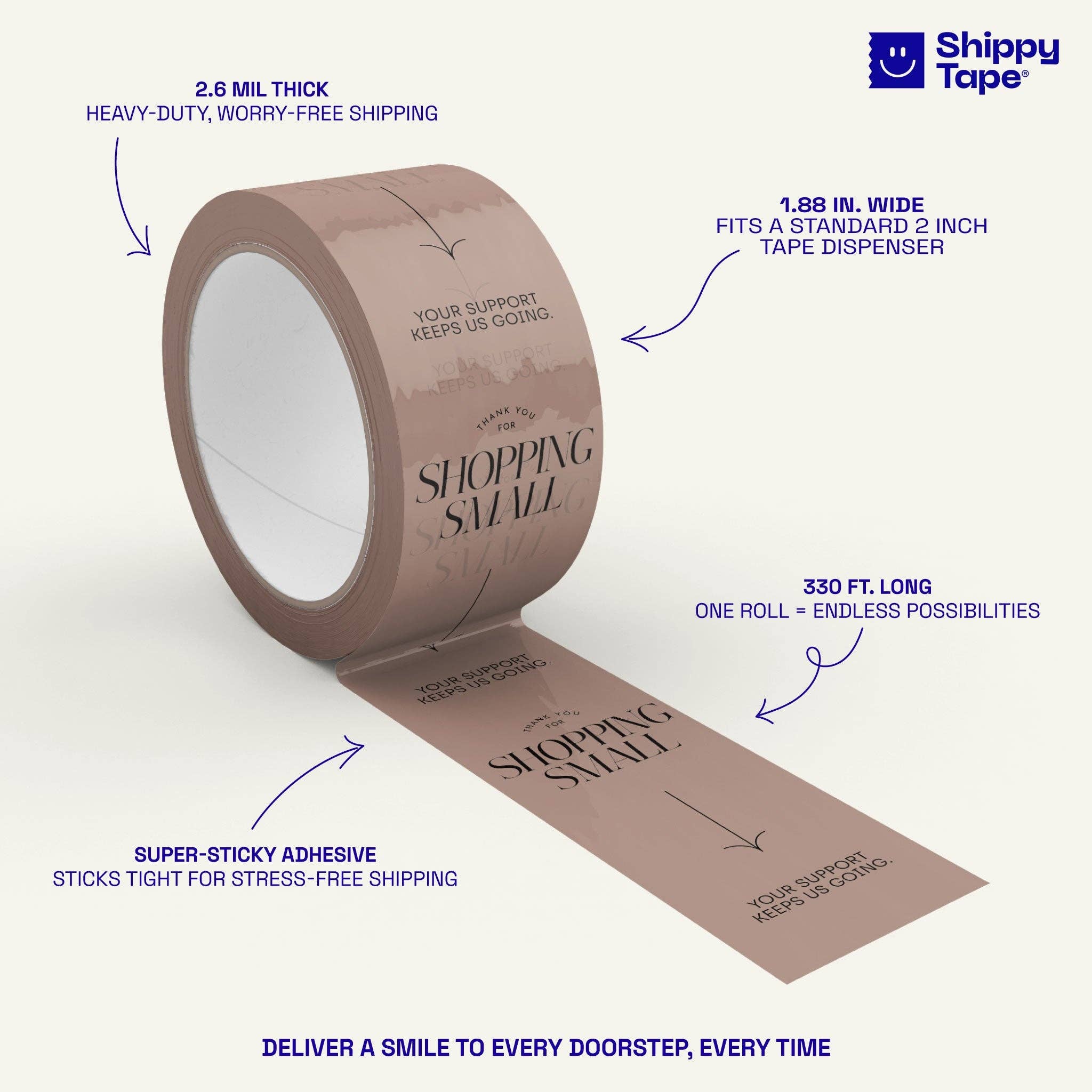 Shippy Tape - Wholesale Tape - Thank You for Shopping Small Shipping Tape - Blush/Black2