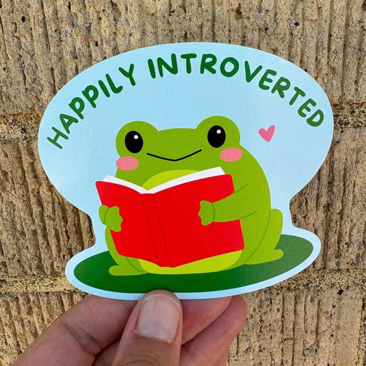 Anna Liz Heart Designs - Wholesale Sticker - Cute Frog Vinyl Waterproof Sticker - 'Happily Introverted'1