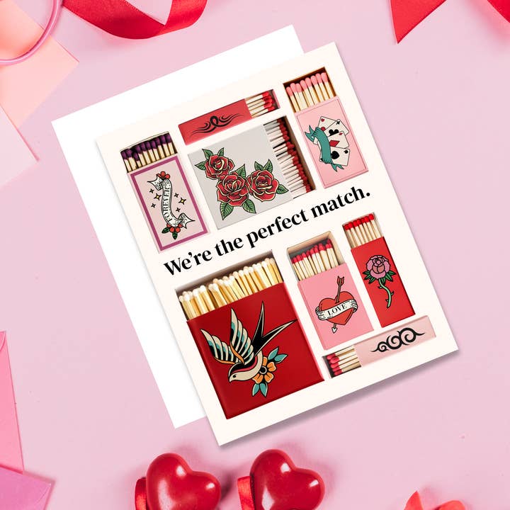 We're the perfect match | Valentine's Day Card for wholesale by Pretty Pages