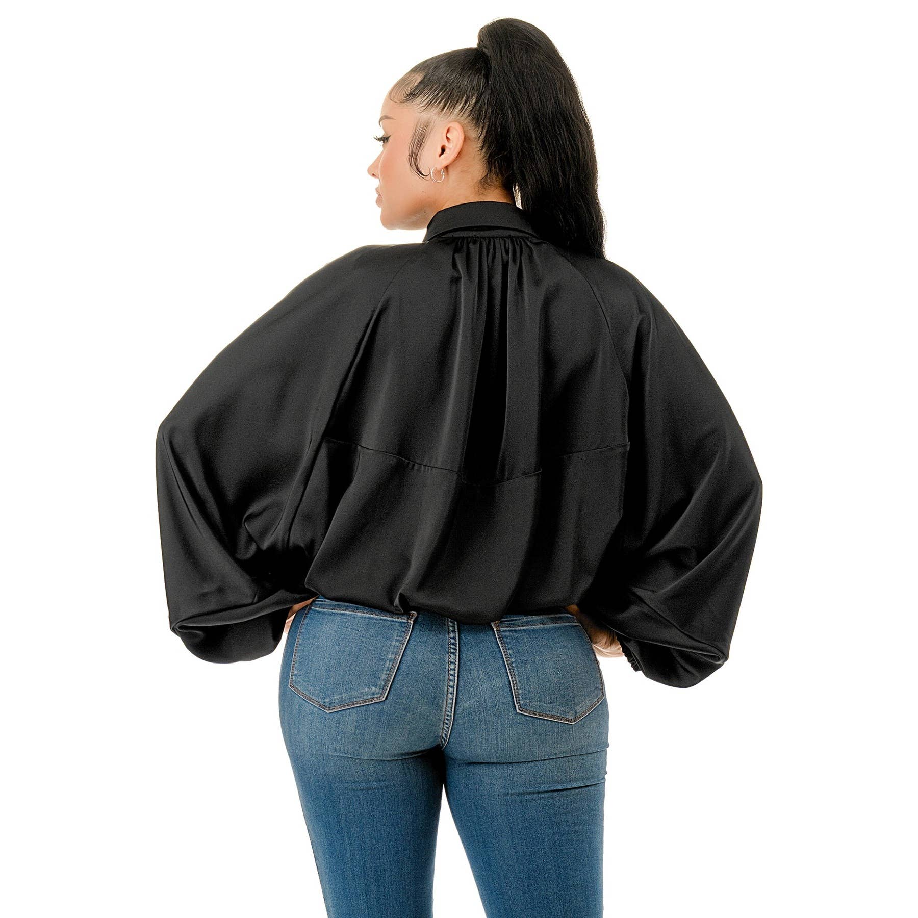 DORCAS - Wholesale Jacket - Women's - SATIN COLLARED ZIP FRONT BOMBER JACKET2