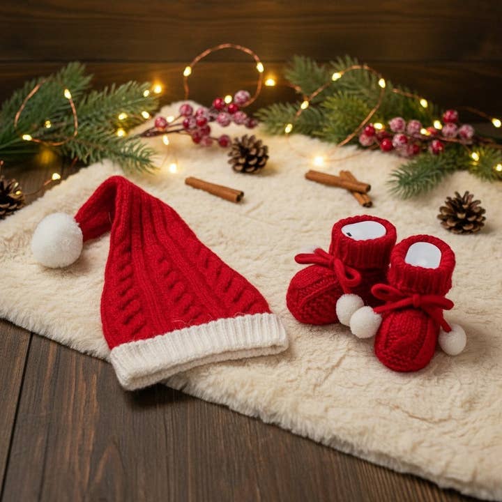 Christmas Baby Hat & Booties Set – 0-6 Months (Unisex) for wholesale by Nipperland