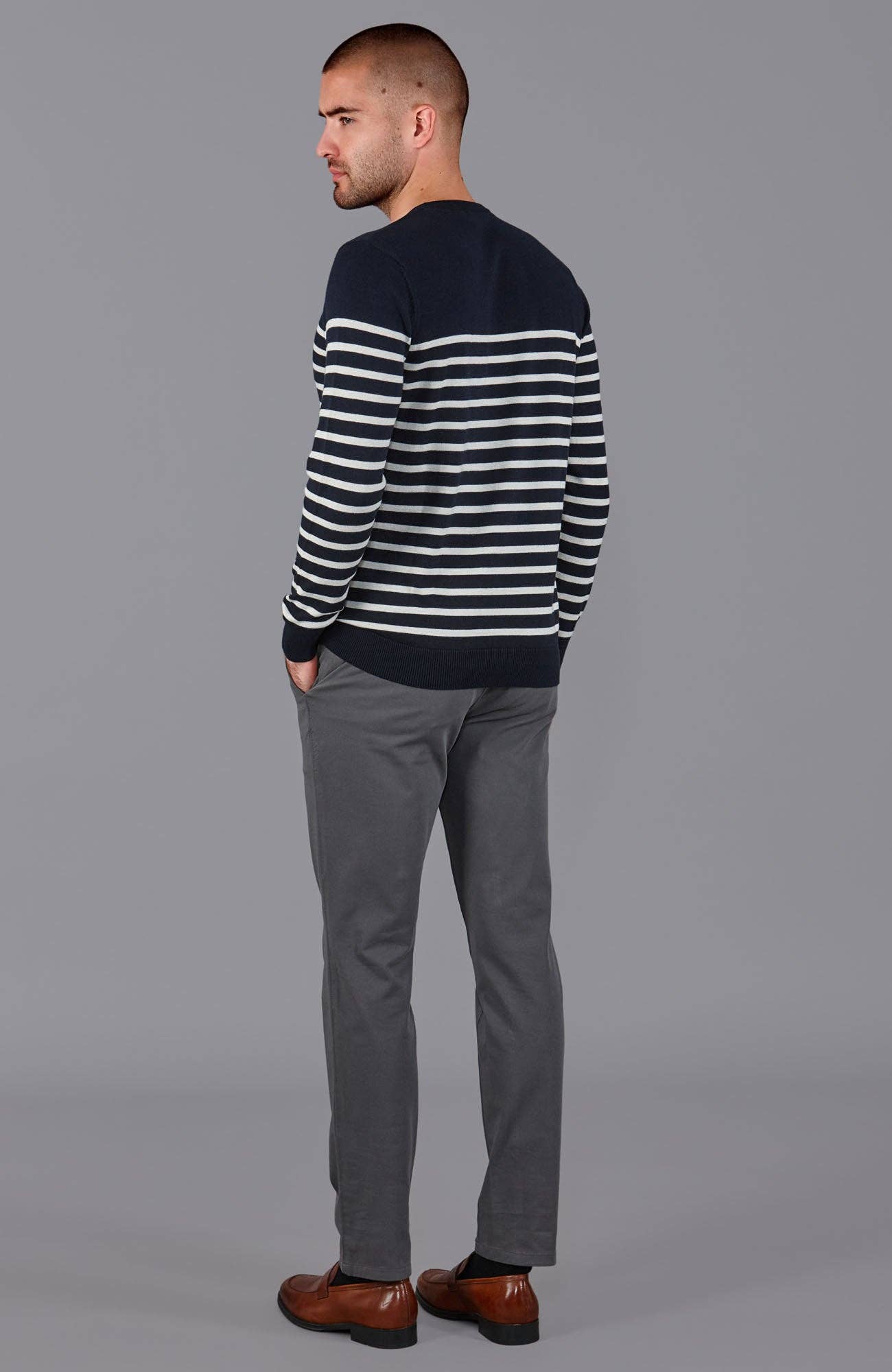 Paul James Knitwear – wholesale Knitted jumper – Men′s – Mens Lightweight Cotton Striped Breton Sweater15