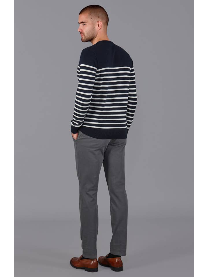 Paul James Knitwear - Wholesale Gebreide trui - Heren - Lichtgewicht katoenen gestreepte Bretonse trui voor heren5