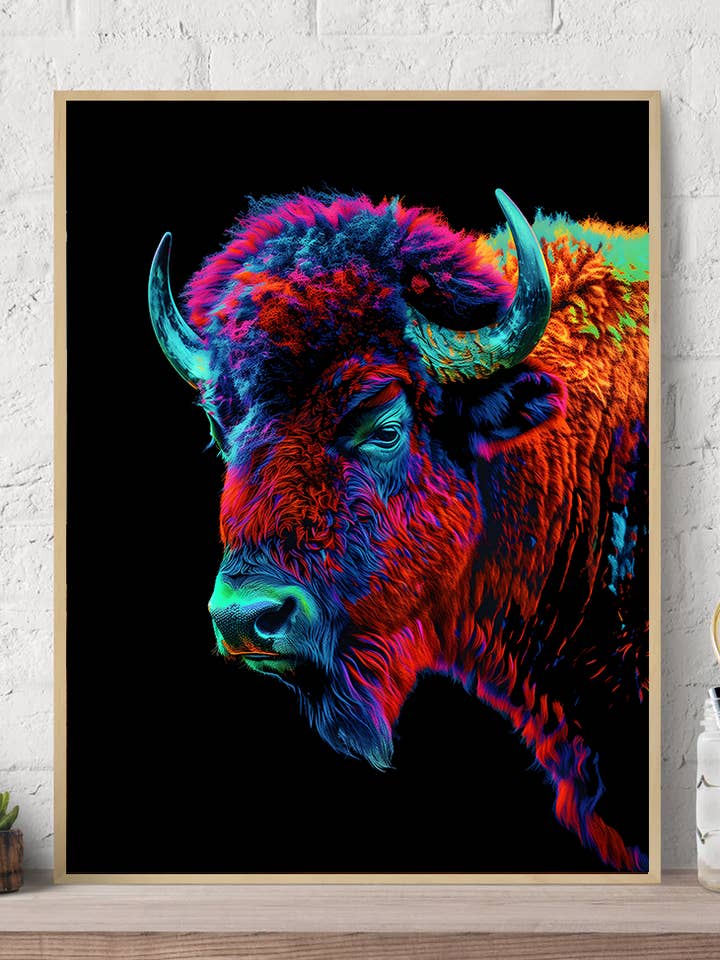 Buffalo Bold Neon Colors Canvas Wall Art Print for wholesale by Arttique - Artistry Canvas Prints
