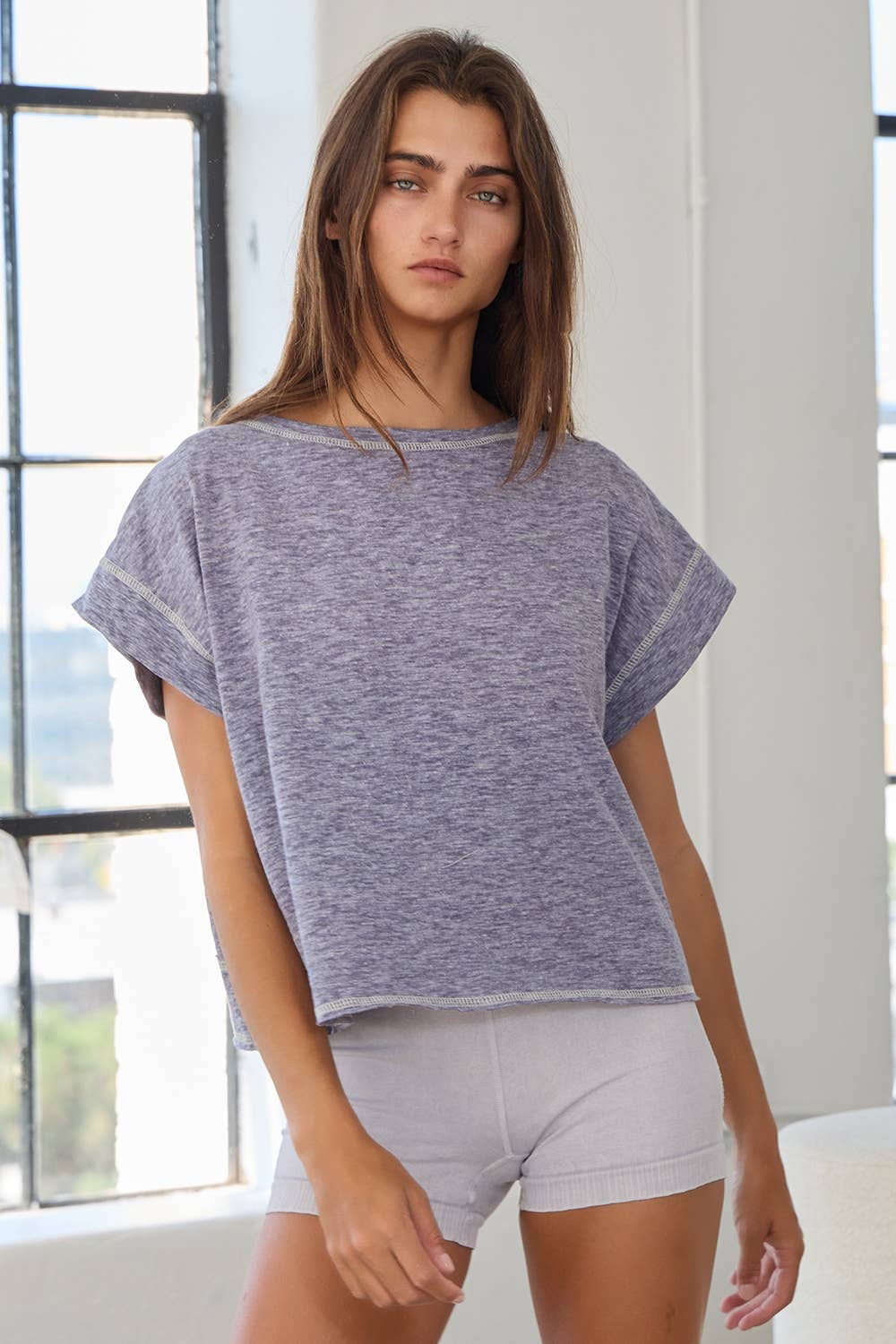 BUCKETLIST INC - Wholesale Knit Top - Women's - T2177 Overlap Open Back Reverse Stitched Crop Top5