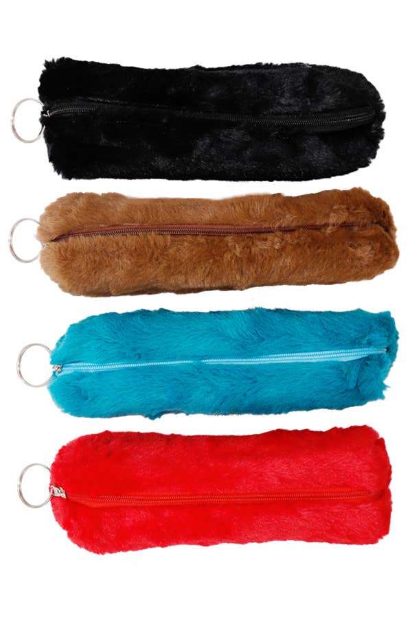 Cap Zone - Wholesale Makeup/Cosmetic Bag - Fluffy Faux Fur Zippered Pencil Case Makeup Cosmetic Pouch3