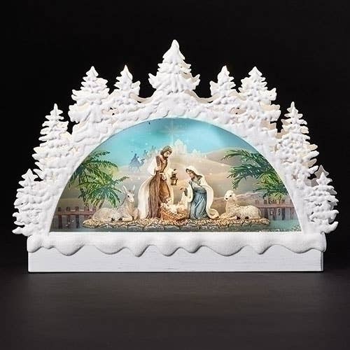 Lighted Holy Family Swirl Arch; Printed Background for wholesale by Roman