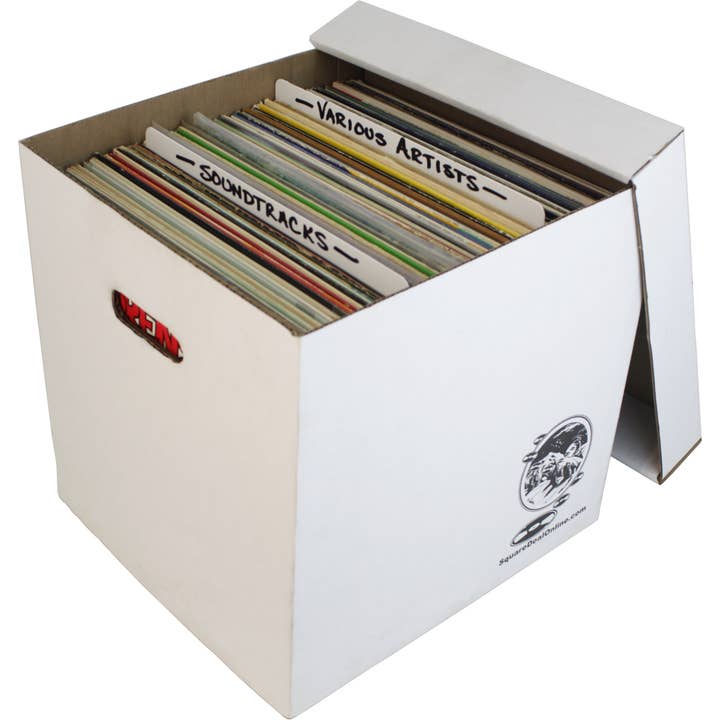 Square Deal Recordings & Supplies - Wholesale Storage Bin - Cardboard 12" Record Storage Box - Holds Up To 90 Records