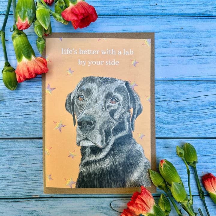 Black Labrador Card | Cute Eco Friendly Dog Blank Friend for wholesale by Jen Winnett Eco Artist