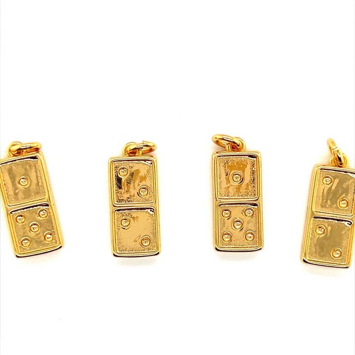The Bead Bazaar - Wholesale Individual Charm/Pendant - Gold Filled Domino Charm, Domino Tile Charm, Domino Pendant, Gold Filled Charm, Gold Filled Mens Pendant, Domino Jewelry, Gold Domino Charms